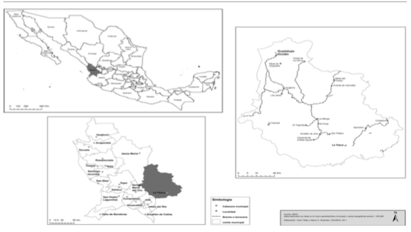 Imagen 3. Ubicación de Guadalupe Ocotán, municipio de La Yesca, Nayarit
