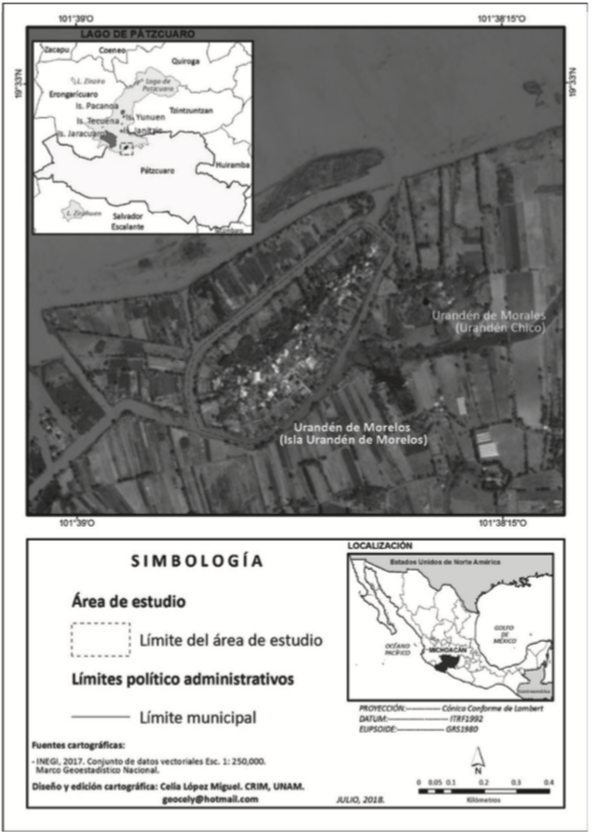 Imagen 1. Situación geográfica de Urandén de Morelos