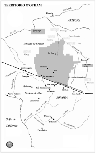 Ilustración 1. Mapa del territorio o’otham